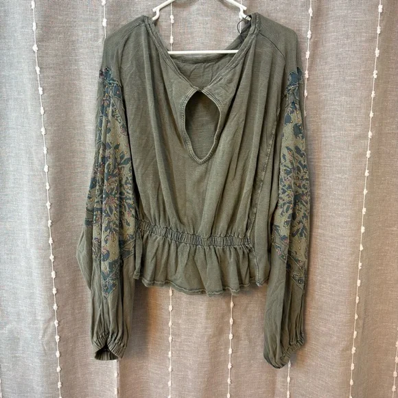 Free People Olive Embroidered Blouse - Picture 4 of 7
